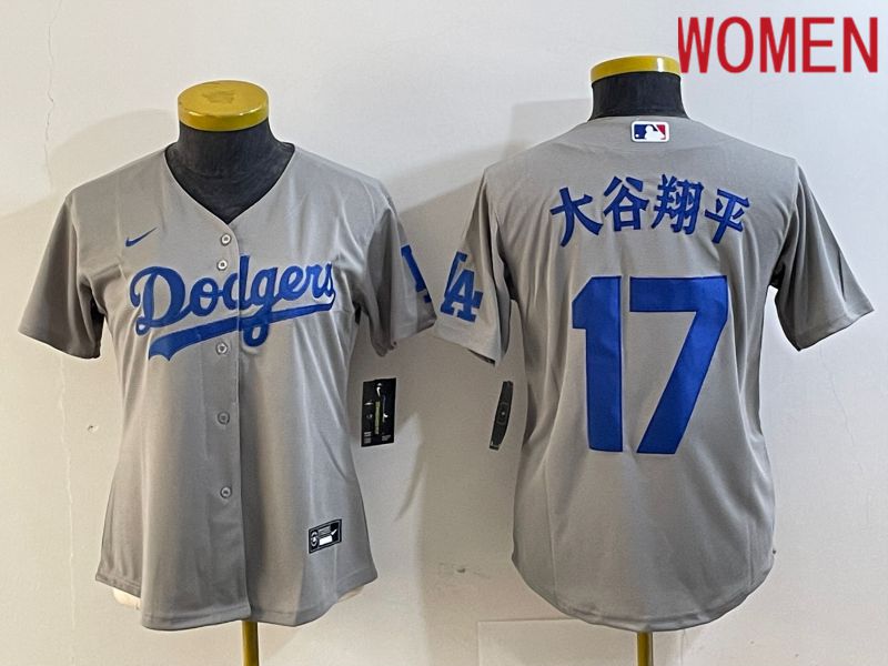 Women Los Angeles Dodgers 17 Ohtani Grey Nike Game MLB Jersey style 4